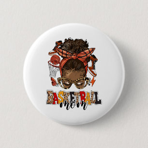 Badge Rond 5 Cm Sketll Maman Jour du jeu Messy Bun Leopard Fête de