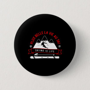 Badge Rond 5 Cm Ski Aventure passionnés d'art graphique