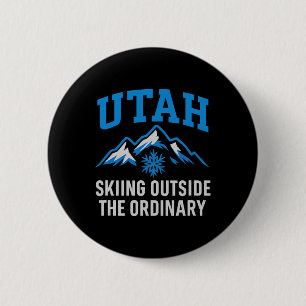 Badge Rond 5 Cm Ski dans l'Utah en dehors du graphique collégial o