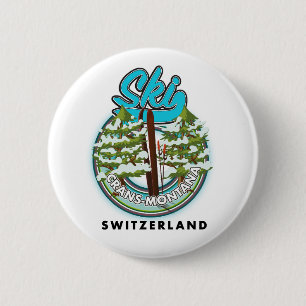 Badge Rond 5 Cm Ski de Crans-Montana Suisse
