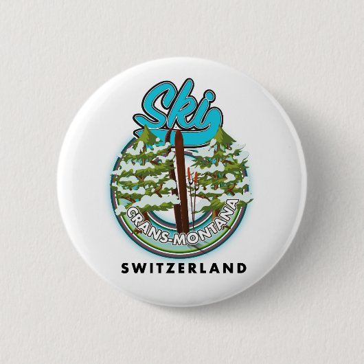 Badge Rond 5 Cm Ski de Crans-Montana Suisse (Devant)