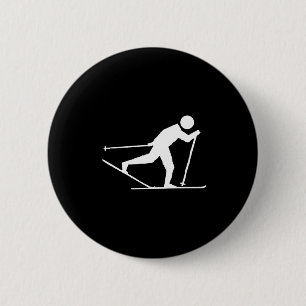 Badge Rond 5 Cm Ski de fond à patins internationaux, ski de fond