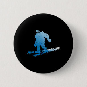 Badge Rond 5 Cm Ski de hiver Sasquatch Ski Cryptide Cryptozoologie