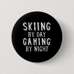 Badge Rond 5 Cm Ski De Jour Jeu Par Ski De Nuit Cadeau De Skier Po