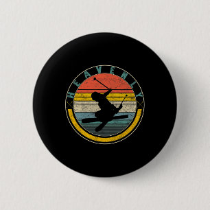 Badge Rond 5 Cm Ski de montagne paradisiaque Snowboard Hiver C