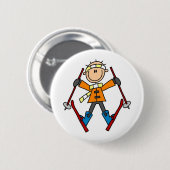 Badge Rond 5 Cm Ski de neige d'hiver (Devant & derrière)