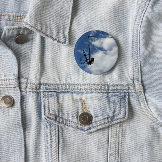 Badge Rond 5 Cm Ski et ciel (En situation)