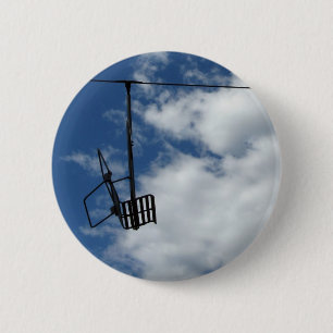 Badge Rond 5 Cm Ski et ciel
