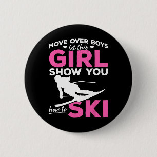 Badge Rond 5 Cm Ski Girl Déplace Les Garçons Laissez Cette Fille V