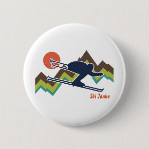 Badge Rond 5 Cm Ski Idaho