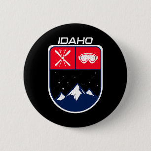 Badge Rond 5 Cm Ski Idaho Mountain Ski Trail Skier Goggle Pole