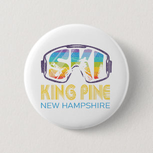 Badge Rond 5 Cm Ski King Pine New Hampshire Vacances ski