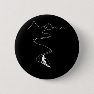 Badge Rond 5 Cm Ski Minimaliste Ski Dans Les Montagnes