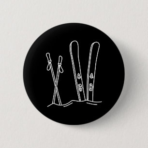 Badge Rond 5 Cm Ski Neige Ski Hiver Nature Alpine Montagne Skie