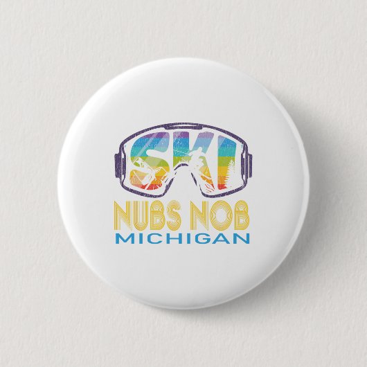 Badge Rond 5 Cm Ski Nubs Nob Michigan Vacances ski (Devant)