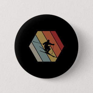 Badge Rond 5 Cm Ski Retro Cadeau Hiver Vintage Pour Skieur