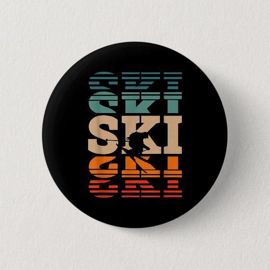 Badge Rond 5 Cm ski ski rétro (Devant)