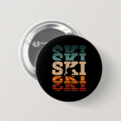 Badge Rond 5 Cm ski ski rétro (Devant & derrière)