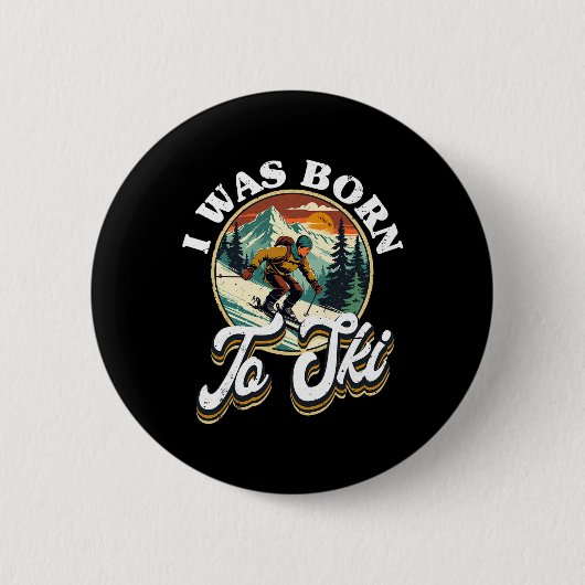 Badge Rond 5 Cm Ski Skiing Winter Sport  (Devant)