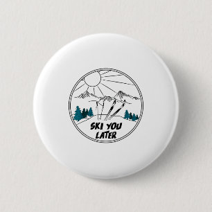 Badge Rond 5 Cm Ski sports d'hiver ultérieurs ski sur neige poudre