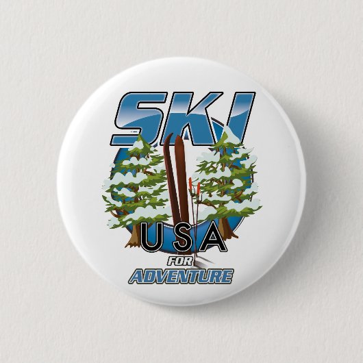 Badge Rond 5 Cm Ski USA Pour le logo aventure. (Devant)