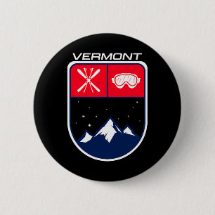 Badge Rond 5 Cm Ski Vermont Mountain Ski Trail Skier Goggle Pol