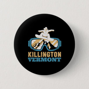 Badge Rond 5 Cm Ski vintage Rétro Et Snowboard Vermont Neige