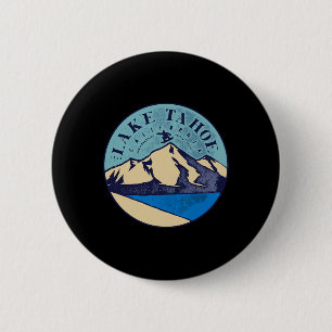 Badge Rond 5 Cm Ski vintage sur les montagnes enneigées du lac Tah