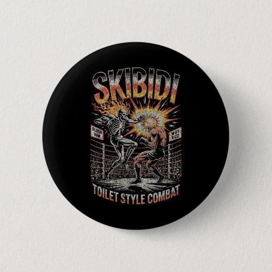 Badge Rond 5 Cm Skibidi Combat Skeleton Boxe Match Mème Explosio (Devant)