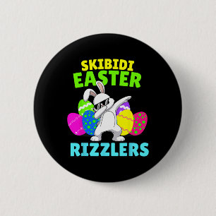 Badge Rond 5 Cm Skibidi Pâques - Drôle Rizzler de Pâques Gen Alpha