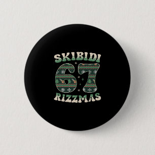 Badge Rond 5 Cm Skibidi Rizzmas 67 Six Seven Mème Noël dégueu F