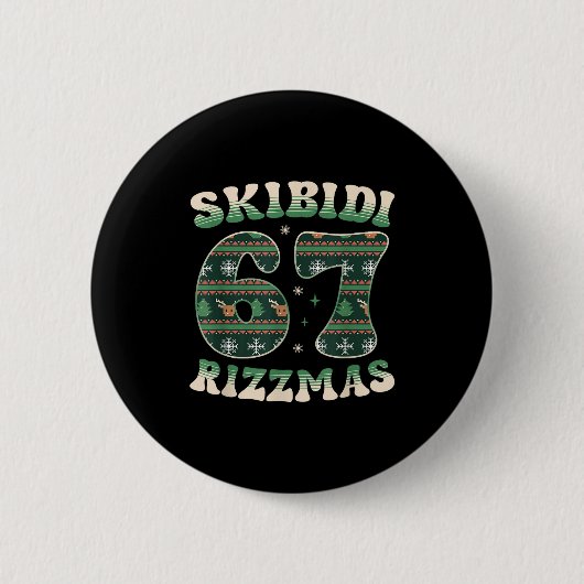 Badge Rond 5 Cm Skibidi Rizzmas 67 Six Seven Meme Ugly Christmas F (Devant)