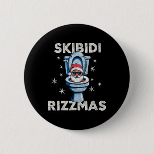 Badge Rond 5 Cm Skibidi Rizzmas Drôle Noël Père Noël Toilet Joyeux