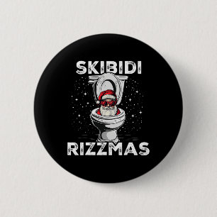 Badge Rond 5 Cm Skibidi Rizzmas Drôle Toilette Père Noël Eléphant