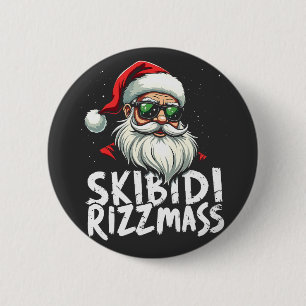 Badge Rond 5 Cm Skibidi Rizzmas Funny Gen Alpha Slang Noël