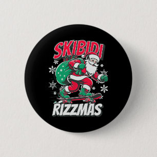 Badge Rond 5 Cm Skibidi Rizzmas Funny Père Noël Rizz Patinage de N