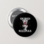 Badge Rond 5 Cm Skibidi Rizzmas Funny Toilet Santa White Elephant (Devant & derrière)
