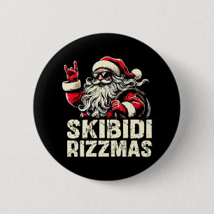 Badge Rond 5 Cm Skibidi Rizzmas Noël Rizz Père Noël Noël Noël