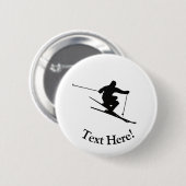 Badge Rond 5 Cm Skier (Devant & derrière)