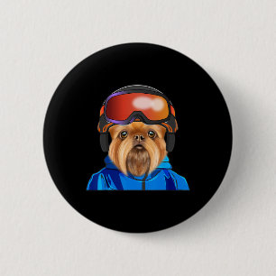 Badge Rond 5 Cm Skier Brussels Griffon Snowboard Chien