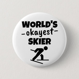 Badge Rond 5 Cm Skier le plus beau du monde