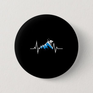 Badge Rond 5 Cm skieur alpin battement de cœur passionné de ski al
