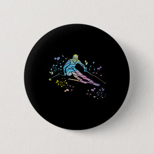 Badge Rond 5 Cm skieur alpin sports d'hiver ski nordique _7