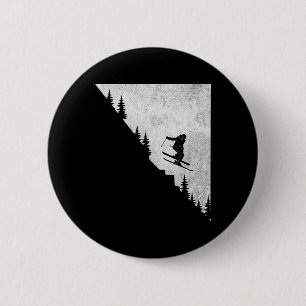 Badge Rond 5 Cm Skieur de descente en ski Freestyle Extrême Hiver