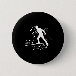 Badge Rond 5 Cm Skieur de fond Ski nordique Xc _1