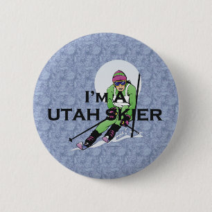 Badge Rond 5 Cm Skieur SUPÉRIEUR de l'Utah