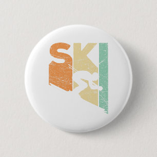 Badge Rond 5 Cm Skieur vintage ski Rétro amateur de ski de piste S