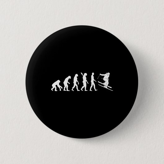 Badge Rond 5 Cm Skiing Evolution Funny Skier Freestyle Ski Winter  (Devant)