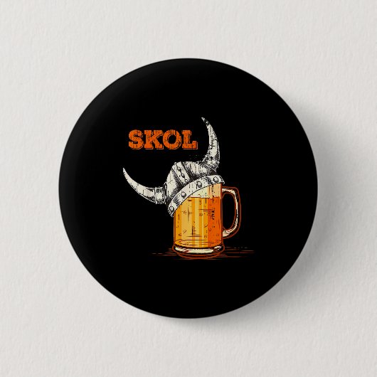 Badge Rond 5 Cm Skol Nordic Viking Helmet Drinking Gl  (Devant)