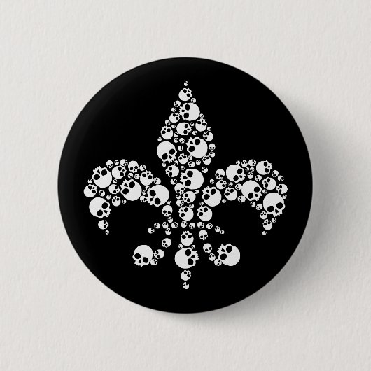 Badge Rond 5 Cm Skull Fleur De Lis (Devant)